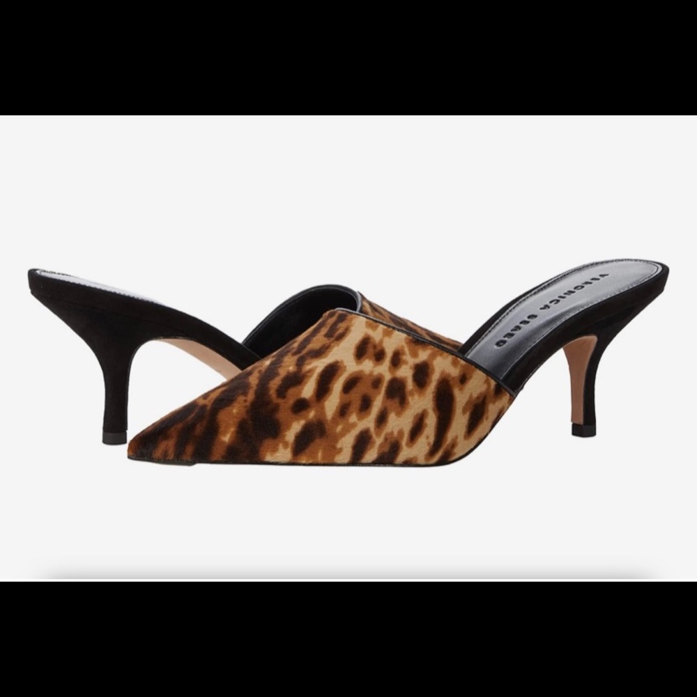 Veronica Beard Merla Camel animal print fur leather mule